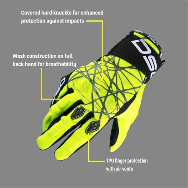 DSG Phoenix Air Riding Glove-Yellow Fluo