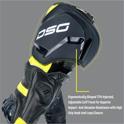 DSG Pro GP Riding Glove-Black Yellow Fluo