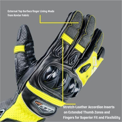 DSG Pro GP Riding Glove-Black Yellow Fluo