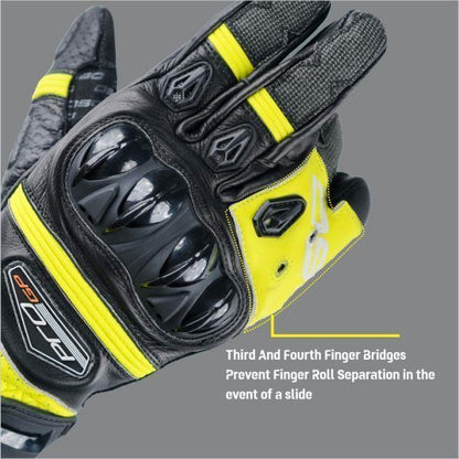 DSG Pro GP Riding Glove-Black Yellow Fluo