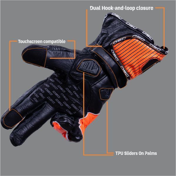 DSG Race Pro Riding Glove Black Red Fluo White - Riders Junction