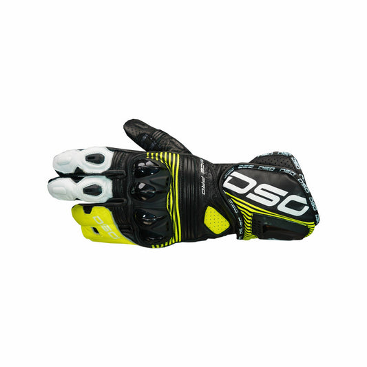 DSG Race Pro V1 Riding Glove-Black Yellow Fluo White - Riders Junction