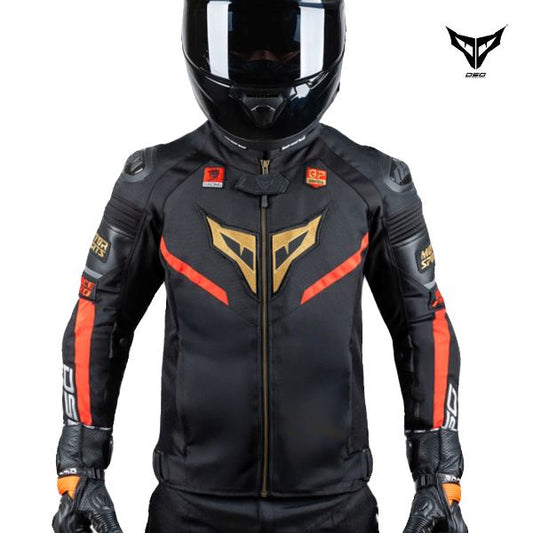 DSG Race Pro Sport Riding Jacket-(Black Red Gold)
