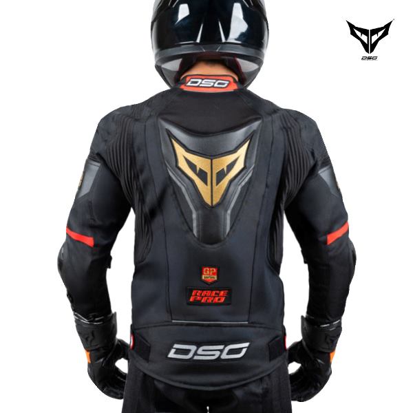 DSG Race Pro Sport Riding Jacket-(Black Red Gold)