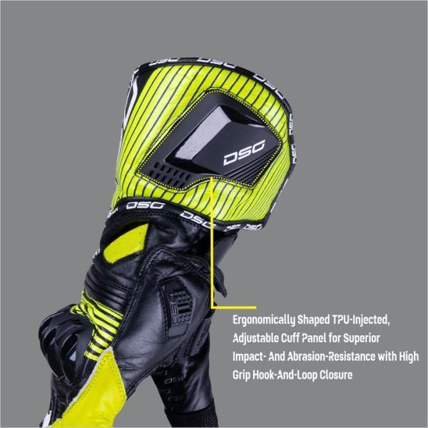 DSG Race Pro V1 Riding Glove-Black Yellow Fluo White - Riders Junction