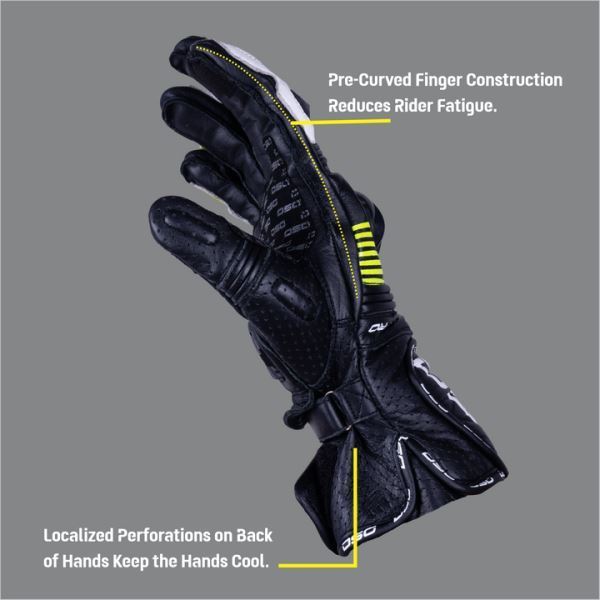 DSG Race Pro V1 Riding Glove-Black Yellow Fluo White - Riders Junction