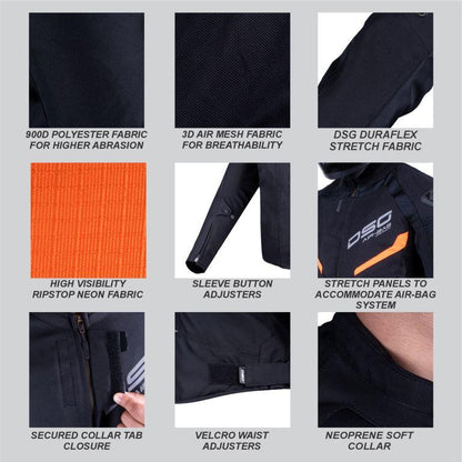 DSG Race Pro V2 Ripstop (LE) Riding Jacket Orange Fluo Black - Riders Junction