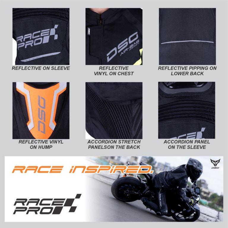 DSG Race Pro V2 Ripstop (LE) Riding Jacket Orange Fluo Black - Riders Junction