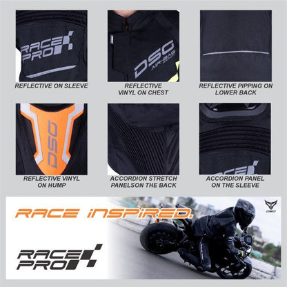 DSG Race Pro V2 Ripstop (LE) Riding Jacket Orange Fluo Black - Riders Junction