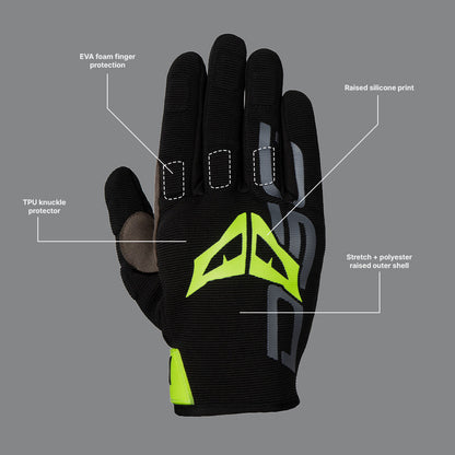 DSG Alpha Air Gloves (Black Yellow Fluo)