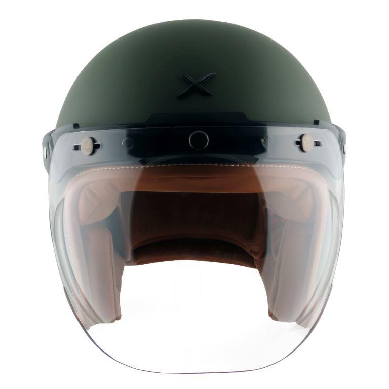 AXOR Retro Jet Helmet (Matt Battle Green) - Riders Junction