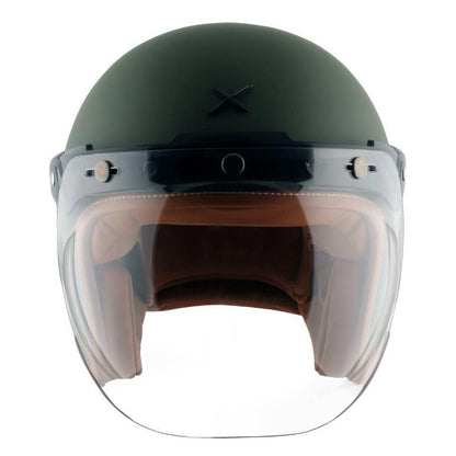 AXOR Retro Jet Helmet (Matt Battle Green) - Riders Junction