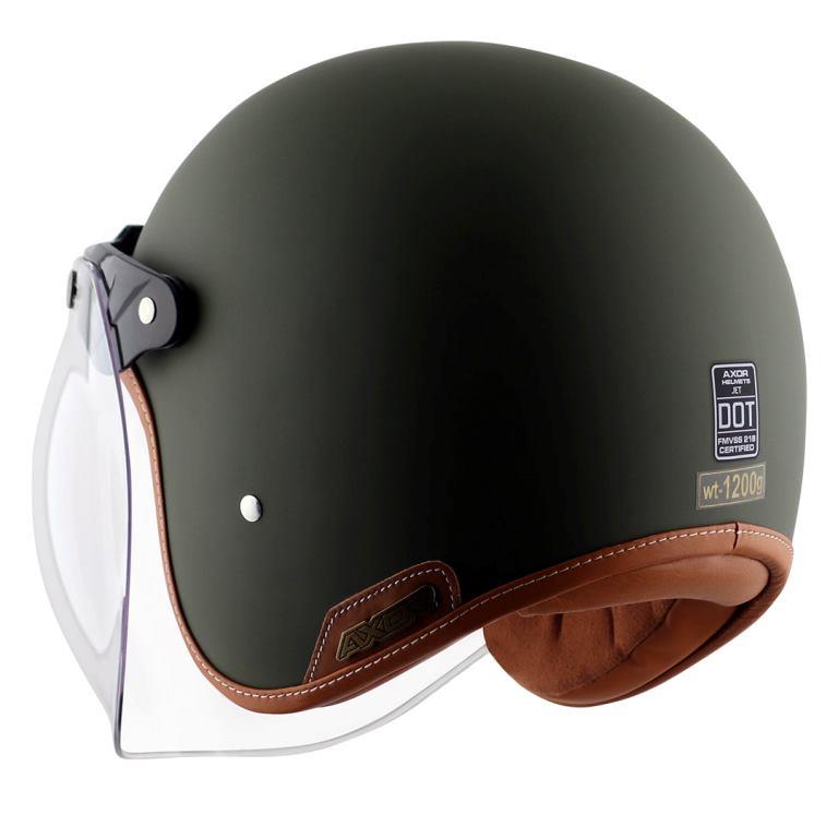 AXOR Retro Jet Helmet (Matt Battle Green) - Riders Junction