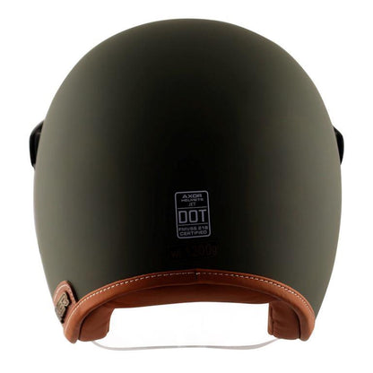 AXOR Retro Jet Helmet (Matt Battle Green) - Riders Junction
