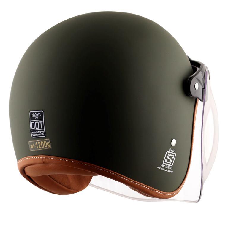 AXOR Retro Jet Helmet (Matt Battle Green) - Riders Junction