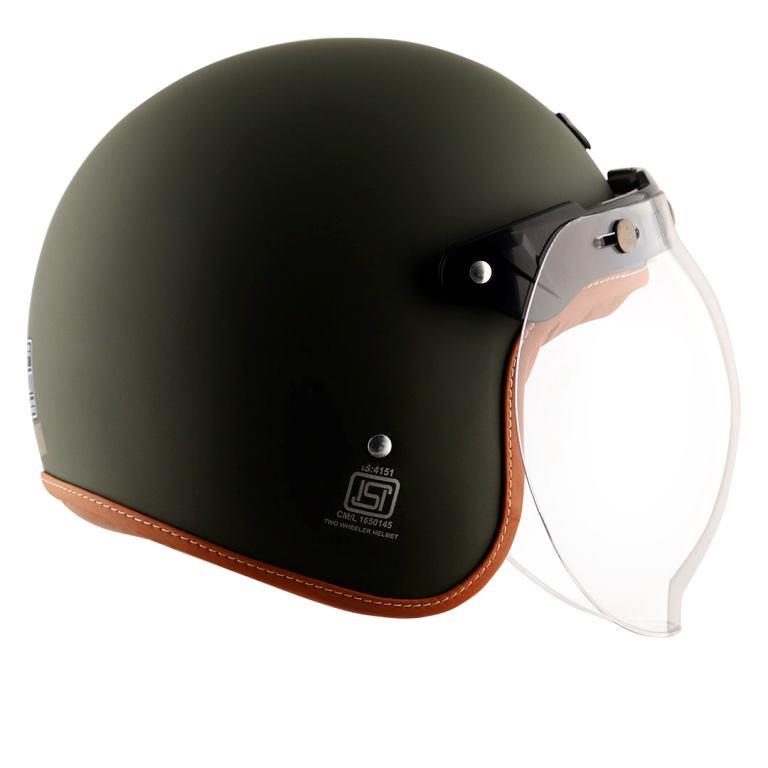 AXOR Retro Jet Helmet (Matt Battle Green) - Riders Junction