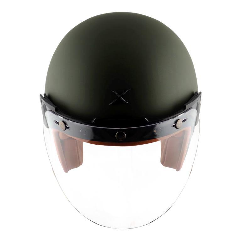 AXOR Retro Jet Helmet (Matt Battle Green) - Buy Now At Riders Junction