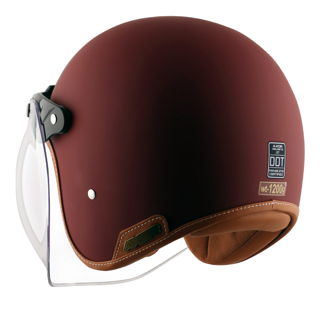 AXOR Retro Jet Helmet (Dull Chestnut Red) - Riders Junction
