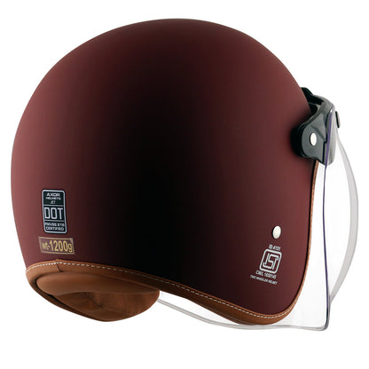AXOR Retro Jet Helmet (Dull Chestnut Red) - Riders Junction