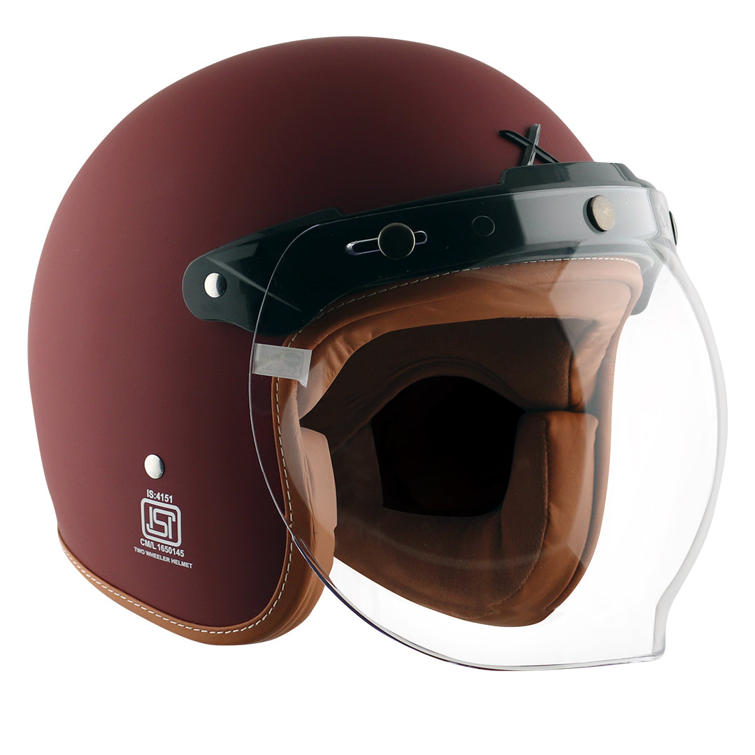 AXOR Retro Jet Helmet (Dull Chestnut Red) - Riders Junction