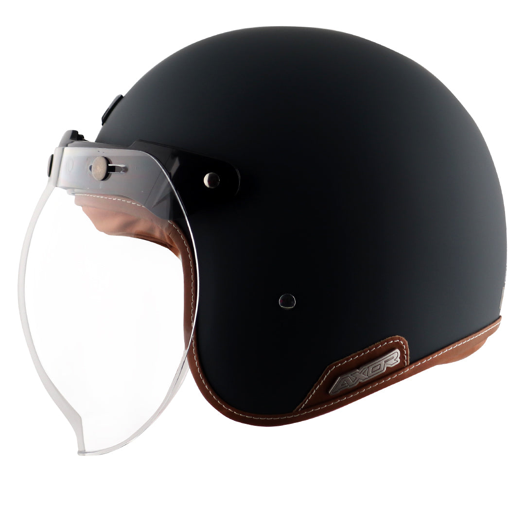 AXOR Retro Jet Helmet - Black - Riders Junction