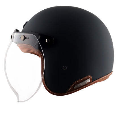 AXOR Retro Jet Helmet - Black - Riders Junction