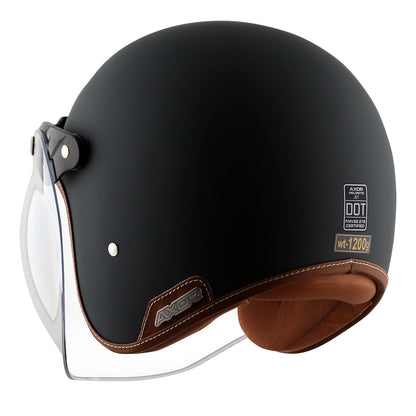 AXOR Retro Jet Helmet - Black - Riders Junction
