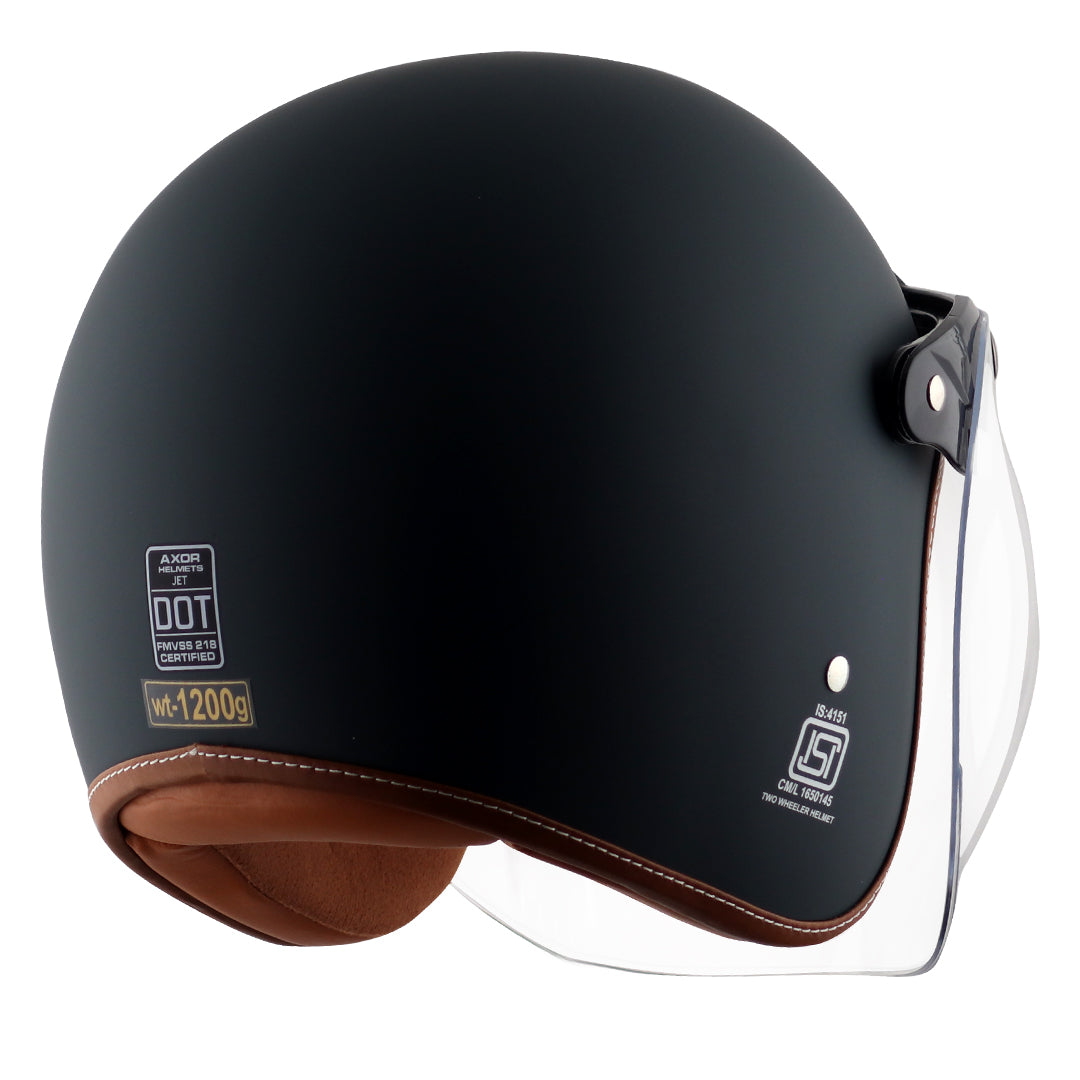 AXOR Retro Jet Helmet - Black - Riders Junction
