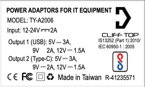 Din (Hella) to 36W PD USB-C + QC 3.0 (Angled) - Cliff Top