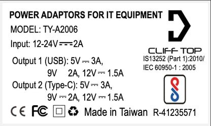 Din (Hella) to 36W PD USB-C + QC 3.0 (Angled) - Cliff Top