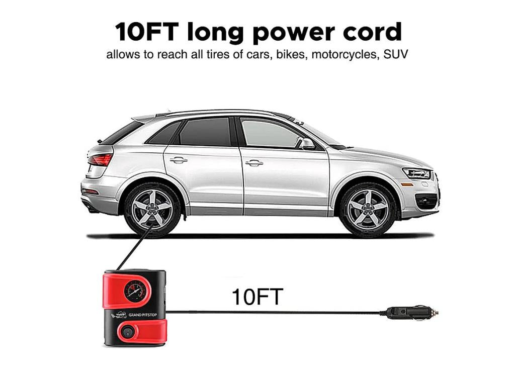 Electric Tire Inflator Air Compressor Pump for Car, Motorcycle, Balls and Mattresses - Red - Riders Junction