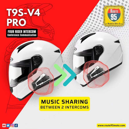 Route95 T9S V4 Pro Bluetooth Intercom - Riders Junction