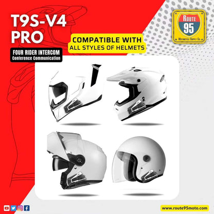Route95 T9S V4 Pro Bluetooth Intercom - Riders Junction