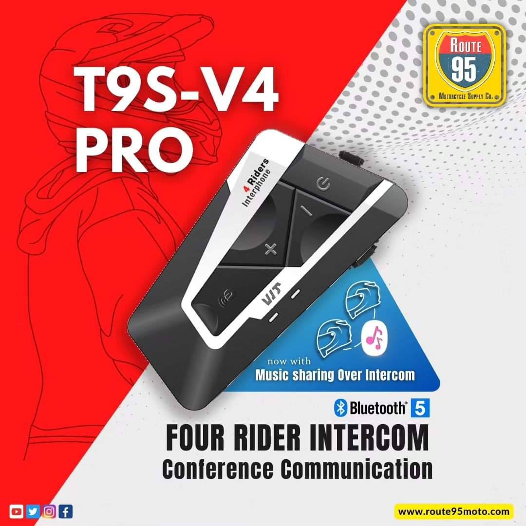 Route95 T9S V4 Pro Bluetooth Intercom - Riders Junction