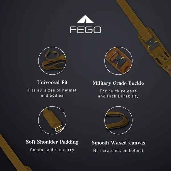 FEGO STRP Helmet Carry Straps With Gloves Holder (Brown)