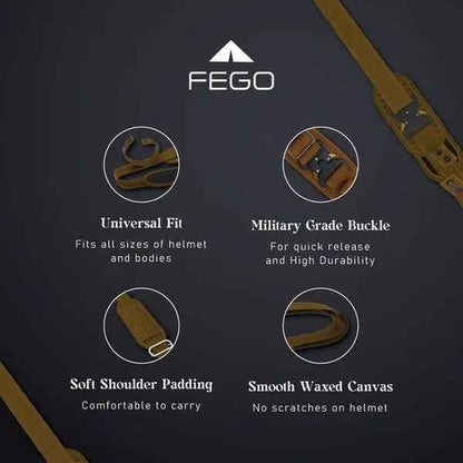 FEGO STRP Helmet Carry Straps With Gloves Holder (Brown)