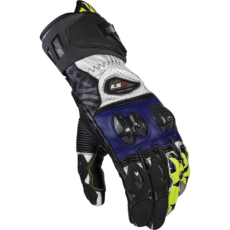 LS2 Feng Racing Gloves Black Blue - Riders Junction