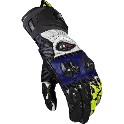 LS2 Feng Racing Gloves Black Blue - Riders Junction