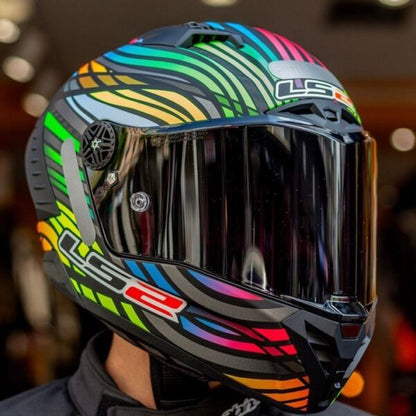 FF800 Storm Power Matt Black Rainbow Helmet - Riders Junction