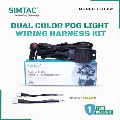 Simtac Dual Color Aux Light Wire Harness for Bikes &amp; Cars - Riders Junction