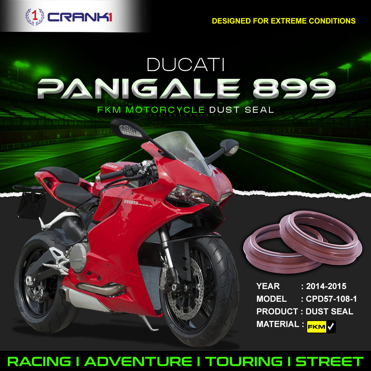 Fork Dust Seals Pair For Ducati Panigale 899 (2014-2015) - CPD57-108-1 - CRANK1