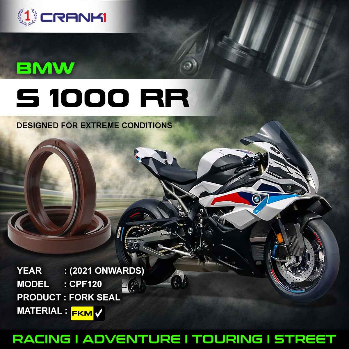 Fork Oil Seals Pair For BMW S 1000 RR (2021 Onwards) - CPF120 - CRANK1