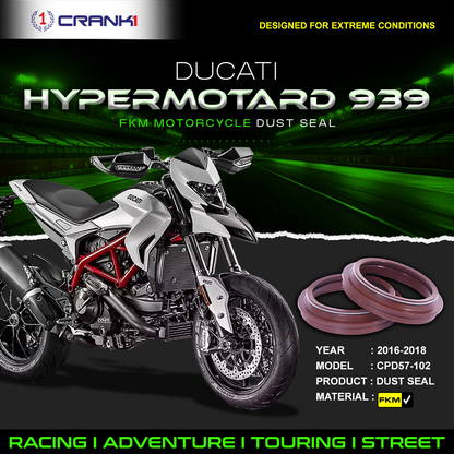 Fork Dust Seals Pair For Ducati Hypermotard 939 (2016-2018) - CPD57-102 - CRANK1