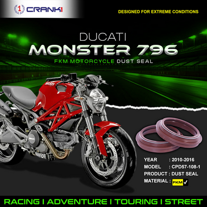 Fork Dust Seals Pair For Ducati Monster 796 (2010-2016) - CPD57-108-1 - CRANK1
