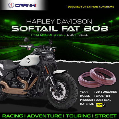 Fork Dust Seals Pair For Harley Davidson Softail Fat Bob (2018 Onwards) - CPD57-104 - CRANK1
