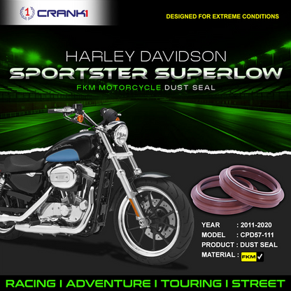 Fork Dust Seals Pair For Harley Davidson Sportster SuperLow (2011-2020) - CPD57-111 - CRANK1
