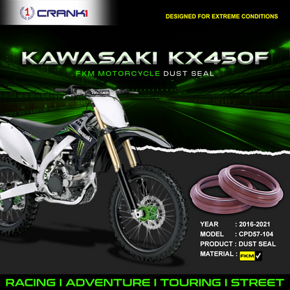 Fork Dust Seals Pair For Kawasaki KX450F (2016-2021) - CPD57-104 - CRANK1