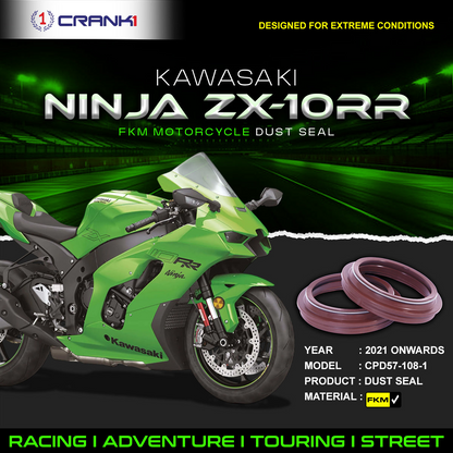 Fork Dust Seals Pair For Kawasaki Ninja ZX-10RR (2021 Onwards) - CPD57-108-1 - CRANK1