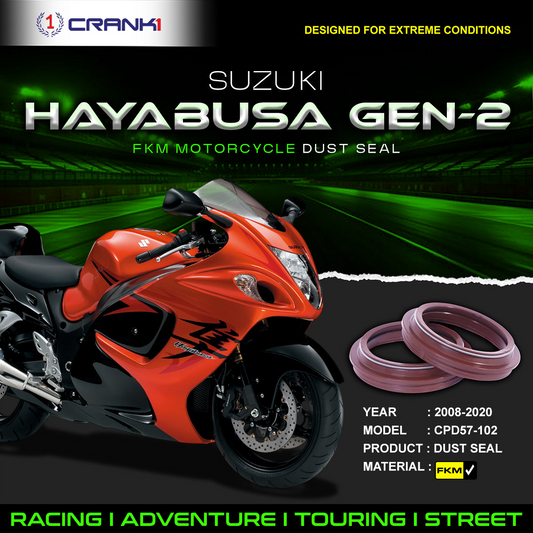 Fork Dust Seals Pair For SUZUKI Hayabusa GEN-2 (2008-2020) - CPD57-102 - CRANK1