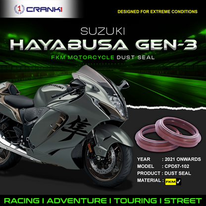 Fork Dust Seals Pair For SUZUKI Hayabusa GEN-3 (2021 Onwards) - CPD57-102 - CRANK1